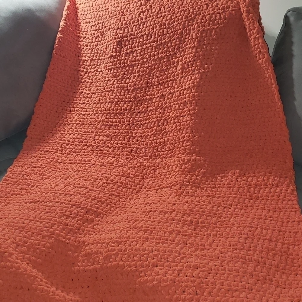 NEW- Handmade Chunky Fall Blanket- Burnt Orange